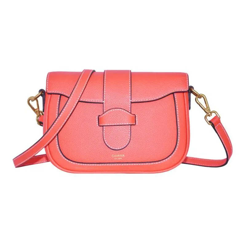 CAVANA Calfskin Saddle Bag Shoulder Bag Crossbody Bag Women's Dragon Shrimp Pink-0