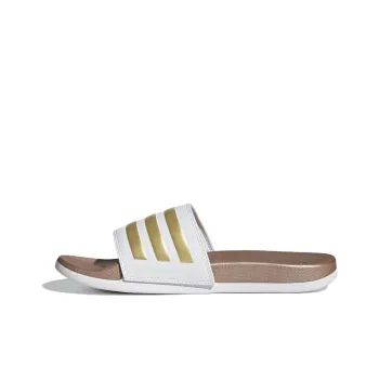 Adidas Adilette Comfort Slides Cloud White Matte Gold Women's