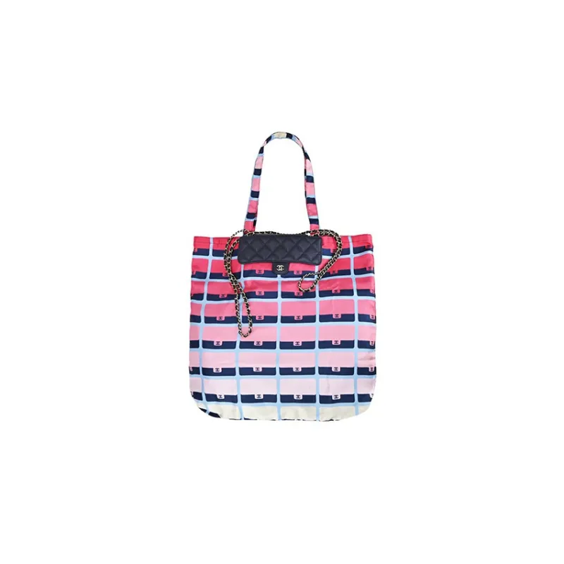 CHANEL 21K Winter Cow Leather 2 in 1 Shoulder Bag, Crossbody Bag, Handbag Unisex Black, Pink & Multicolor-4