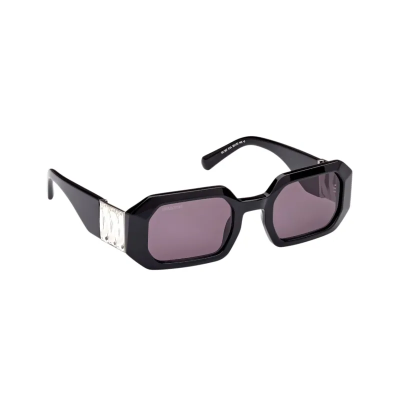 Swarovski Acetate Faux Crystal Irregular Shape Sunglasses Women's Black-4
