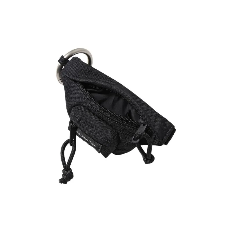 Balenciaga Polyamide Keychain Fanny Pack With Key And Coin Purse Men's Black-3