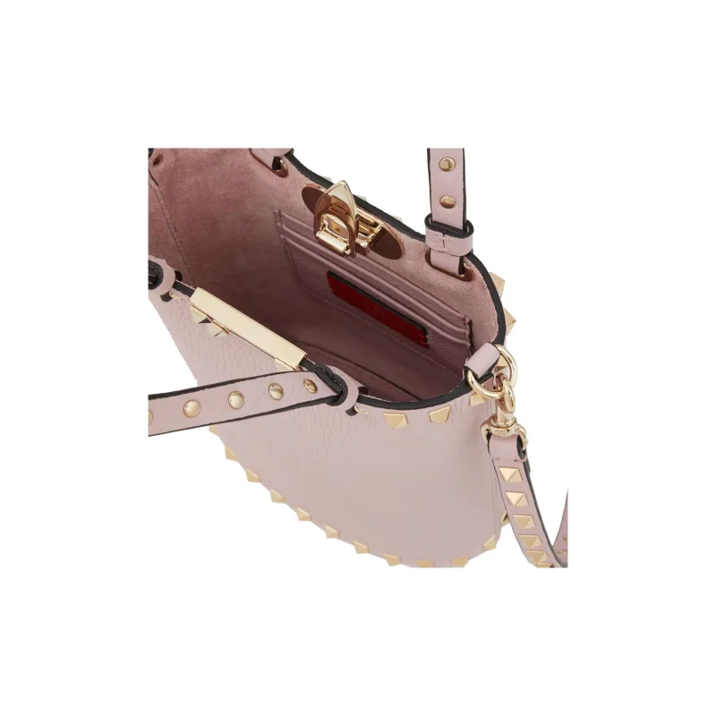 Valentino Rockstud Calfskin Bucket Bag Shoulder Bags Handbags Mini Women's Pink-5