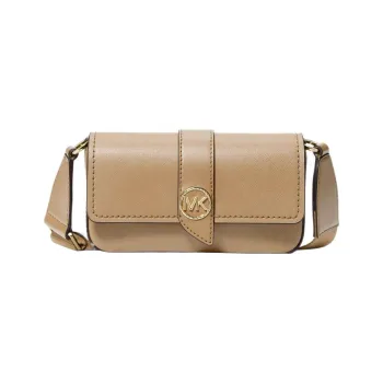 MICHAEL KORS Greenwich Saffiano Leather Baguette Bag Shoulder Bag Crossbody Bag Extra Small Women's Camel
