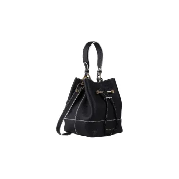 Strathberry Cow Leather Bucket Bag Portable Crossbody Bag Shoulder Bag Women's Black Binding