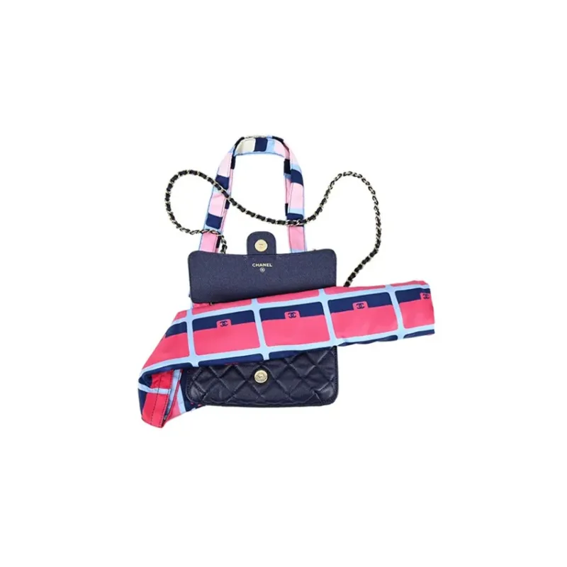 CHANEL 21K Winter Cow Leather 2 in 1 Shoulder Bag, Crossbody Bag, Handbag Unisex Black, Pink & Multicolor-3