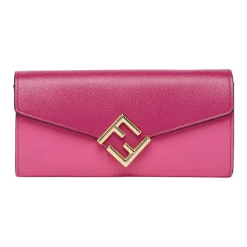 FENDI FF Diamonds Series Calfskin Wallet Women's Fuchsia