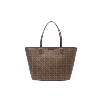 TORY BURCH Coated Canvas Canvas Bag Tote Bag Shopping Bag Handbag Medium Size Women's Brown