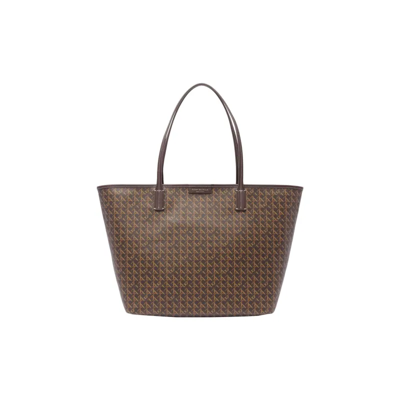 TORY BURCH Coated Canvas Canvas Bag Tote Bag Shopping Bag Handbag Medium Size Women's Brown-0