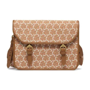 LI NING 1990 Fabric With Leather Shoulder Bag, Crossbody Bag Unisex Brown