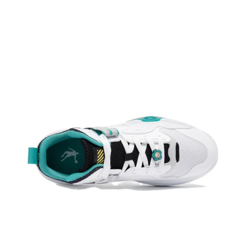 QIAODAN Lightweight High Top Skateboard Shoes Men's White Green-3