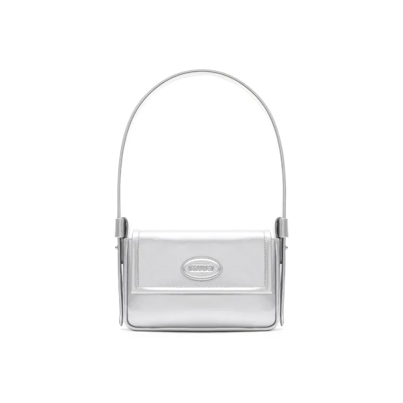 MUVA Cow Leather Shoulder Bag Medium Size Women's Milkshake White/Party Red/Moonrock Silver-7