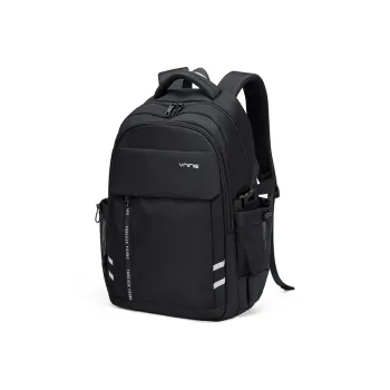 V.NINE Fabric Backpack 15.6 Graduation Travel Backpack Large Size Men's Obsidian Black