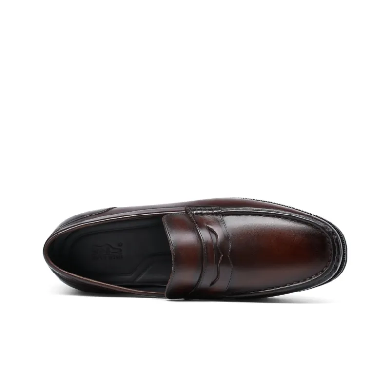 He Jinchang Loafers Men's Red Brown-4