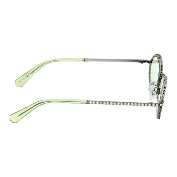 Swarovski Metal Faux Crystal Oval Sunglasses Women's Green-7