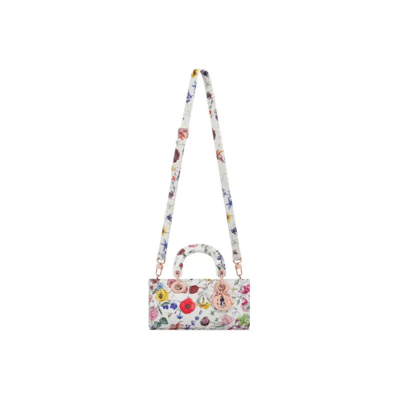 DIOR Lady D JOY Cow Leather Shoulder Bag, Crossbody Bag, Handbag Small Size Women's White/Multicolor-5