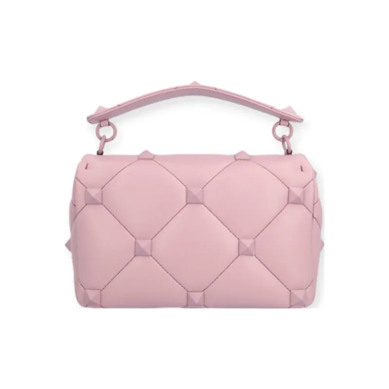 Valentino Roman Stud Leather Messenger Bag Shoulder Bag Crossbody Bag Handbags Regular Women's Pink-2