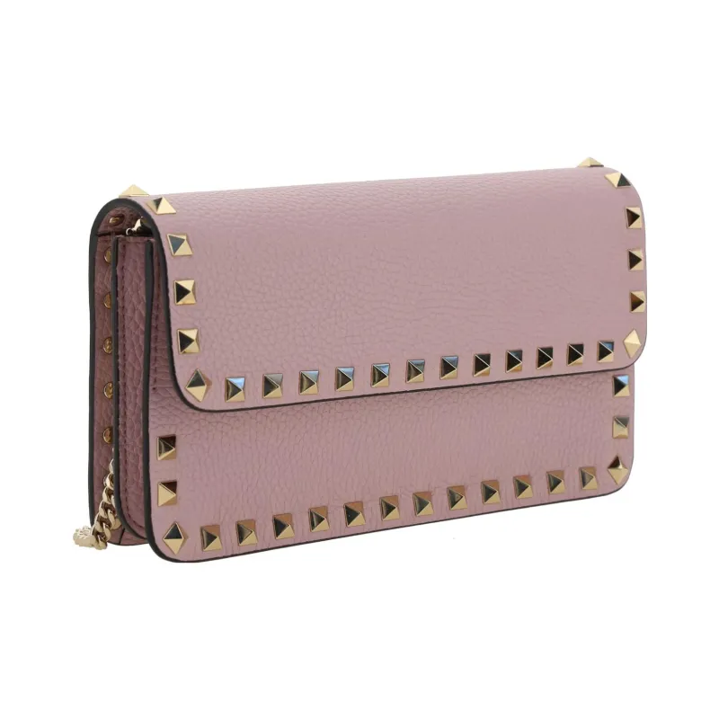 Valentino Rockstud Grained Calfskin Messenger Bag Shoulder Bag Crossbody Bag Clutches Women's Water Lilac-1