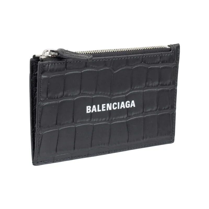 Balenciaga Cash Cow Leather Coin Purse Card Clip Card Holder Large Size Men's Black-2