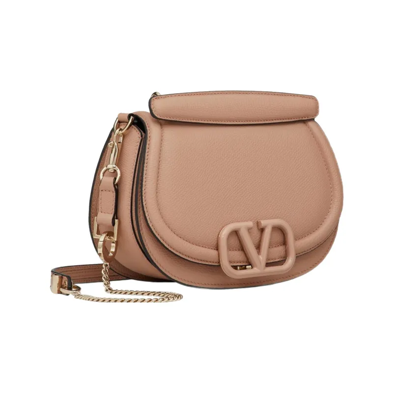 Valentino VSLING Grained Calfskin Saddle Bag Crossbody Bag Shoulder Bag Women's Rose-1