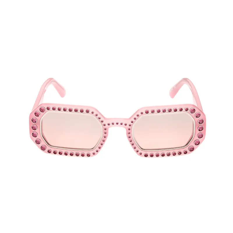 Swarovski Acetate Faux Crystal Square Sunglasses Women's Pink-1