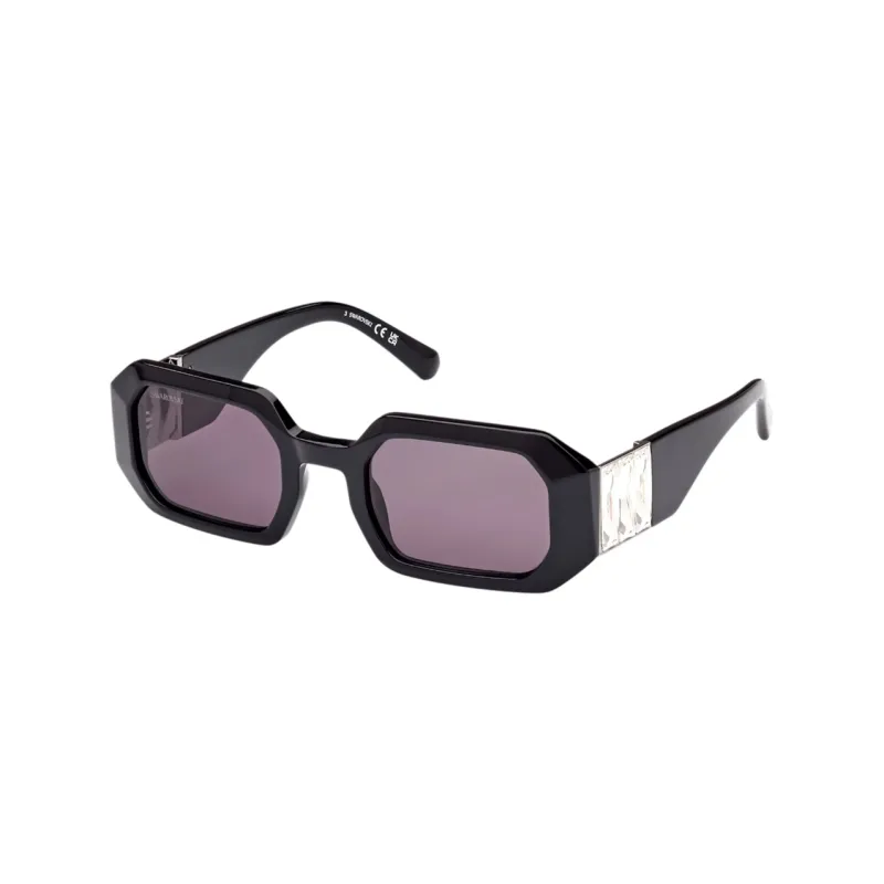 Swarovski Acetate Faux Crystal Irregular Shape Sunglasses Women's Black-0