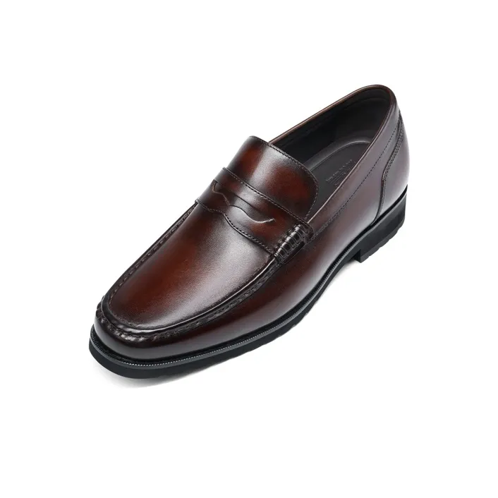 He Jinchang Loafers Men's Red Brown-2
