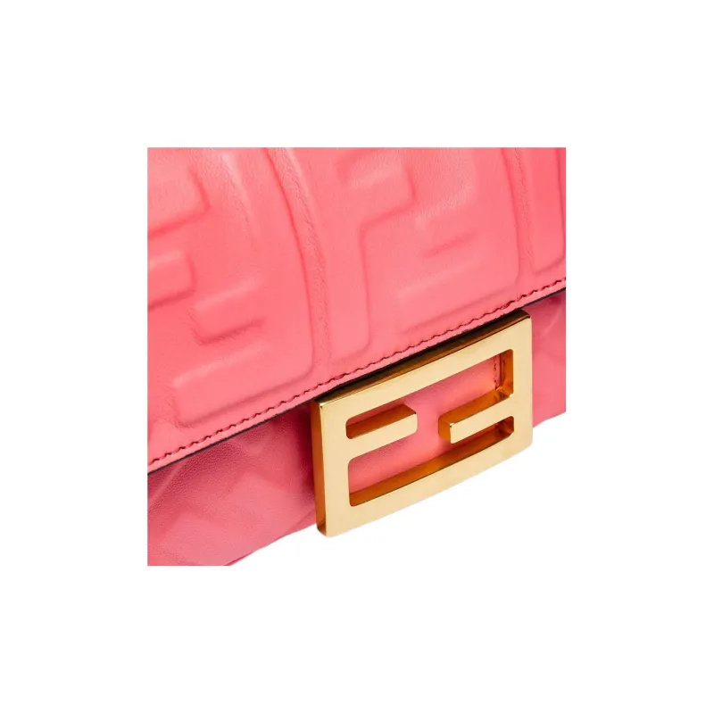 FENDI Baguette Nappa Leather Baguette Bag Portable Crossbody Bag Shoulder Bag Mini Women's Pink-4