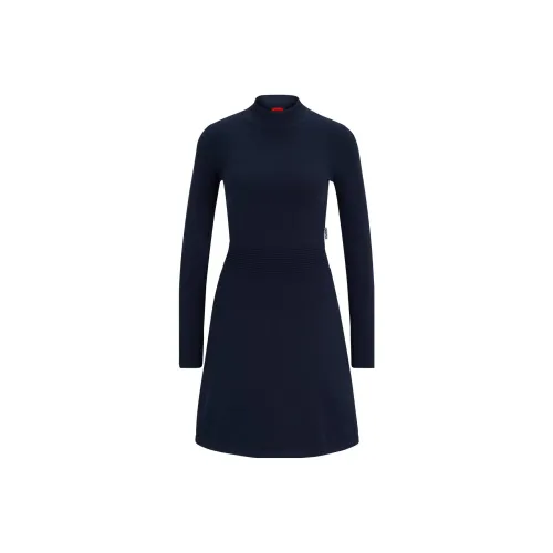 HUGO BOSS Long-Sleeved Dresses Women's Dark Blue