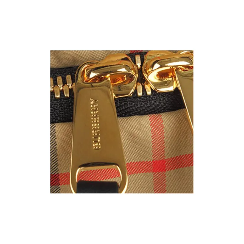 Burberry Vintage Fabric With Leather Backpack Small Size Women's Archive Beige-3
