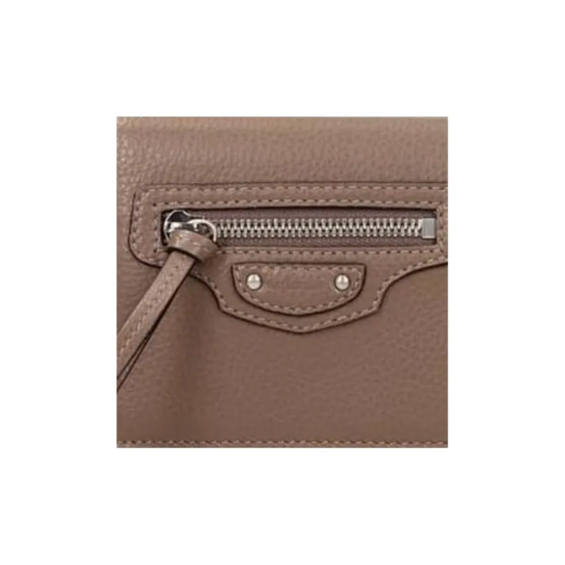 Balenciaga Neo Classic Grained Leather Wallet Women's Gray-4