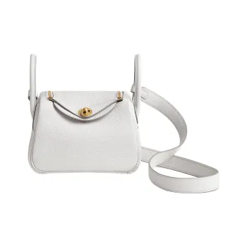 HERMES Lindy Clemence Bullock Leather Handbag Shoulder Bag Crossbody Bag Mini Women's White