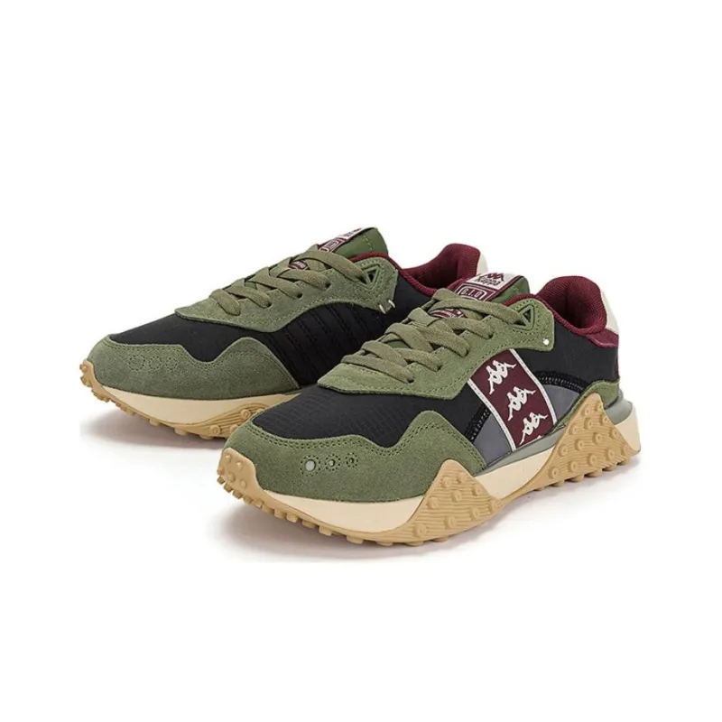 Kappa Cushioning Anti Slip Wear Resistant Breathability Low Top Casual Running Shoes Unisex Green Black-4