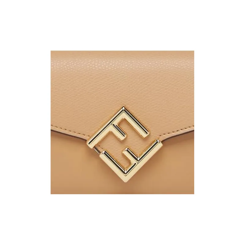 FENDI FF Diamonds Series Calfskin Wallet Women's Beige-3