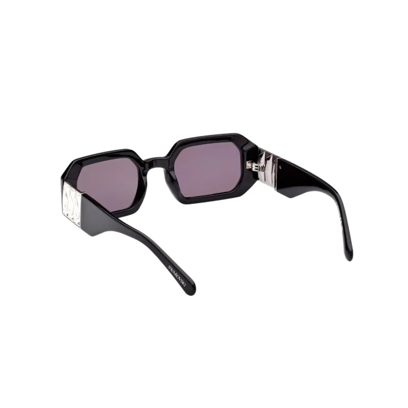 Swarovski Acetate Faux Crystal Irregular Shape Sunglasses Women's Black-7