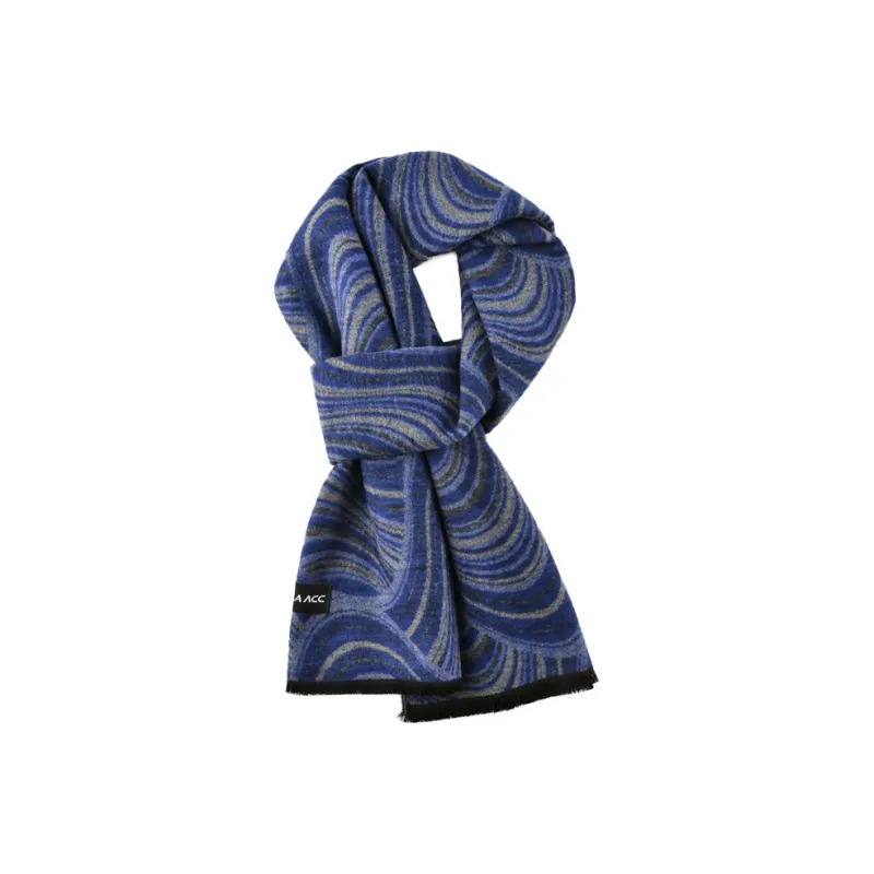 HLA Mulberry Silk Knit Scarves Unisex Berlin Blue-0