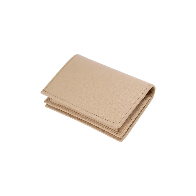 PRADA Leather Wallet Small Size Women's Beige-1