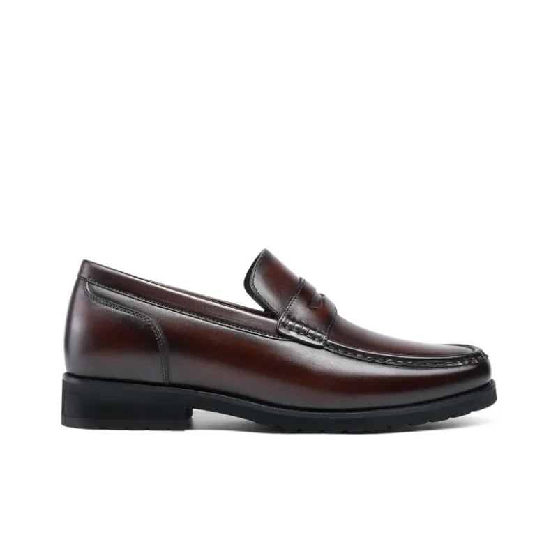 He Jinchang Loafers Men's Red Brown-1