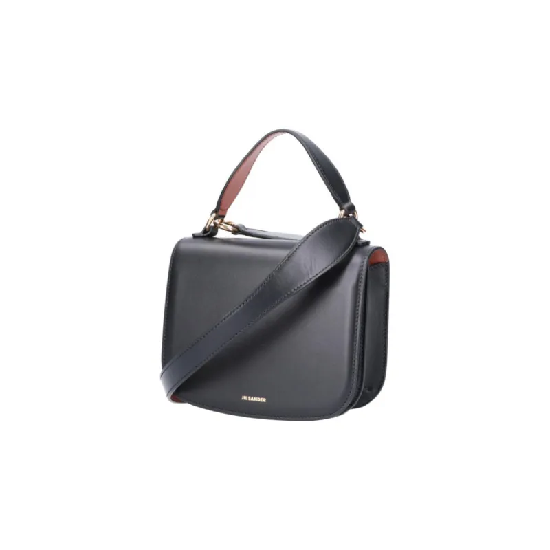 JIL SANDER Calfskin Handbag, Shoulder Bag, Crossbody Bag Trumpets Women's Black-1