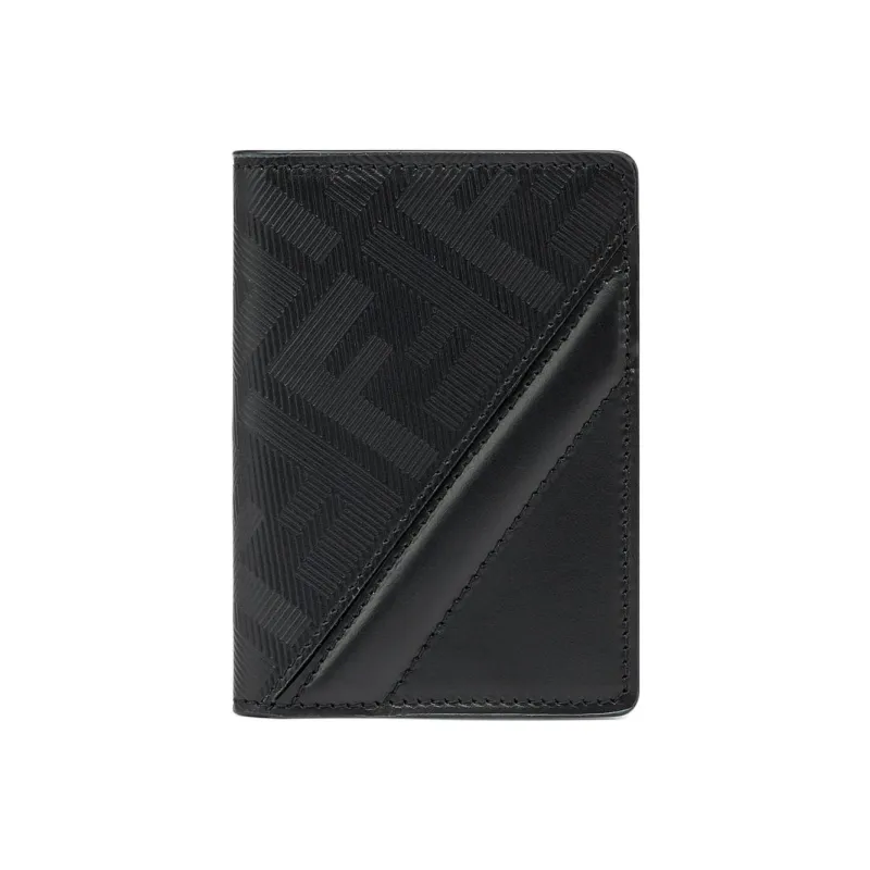 FENDI Leather Card Clip Card Holder Men's Black-0