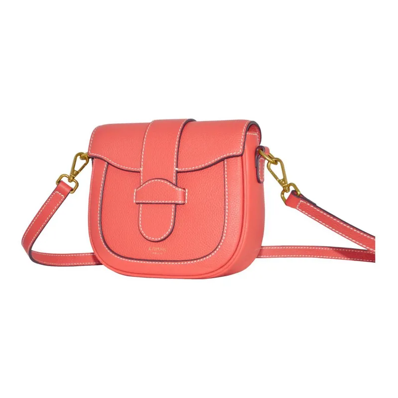 CAVANA Calfskin Saddle Bag Shoulder Bag Crossbody Bag Women's Dragon Shrimp Pink-1