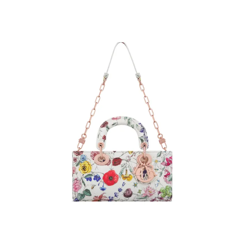 DIOR Lady D JOY Cow Leather Shoulder Bag, Crossbody Bag, Handbag Small Size Women's White/Multicolor-4