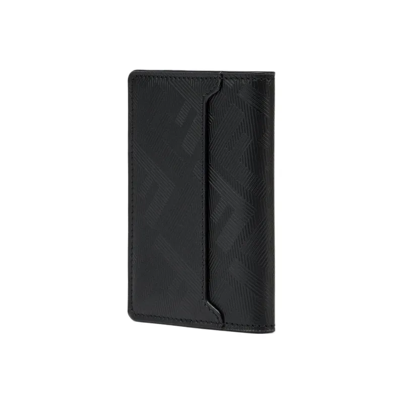 FENDI Leather Card Clip Card Holder Men's Black-1