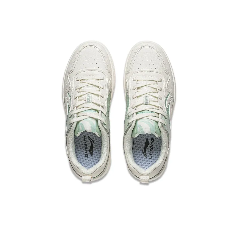 LiNing Green Cloud Collection Abrasion Resistant Low Top Casual Shoes Women's White Cyan-2