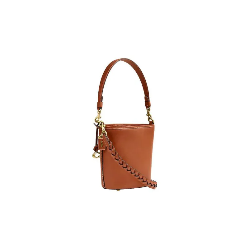COACH Dakotah Cow Leather Bucket Bag, Handbag, Shoulder Bag, Crossbody Bag Trumpets Women's Brown-1
