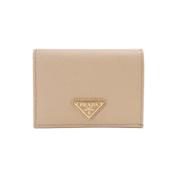 PRADA Leather Wallet Small Size Women's Beige