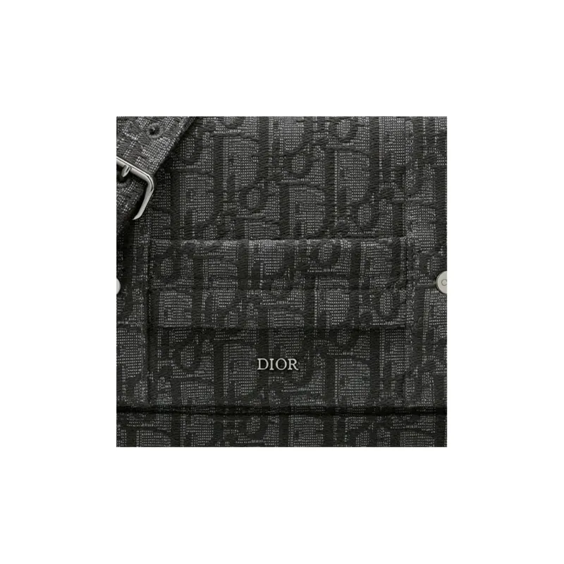 DIOR Jacquard Messenger Bag Shoulder Bag Crossbody Bag Small Size Men's Black-4