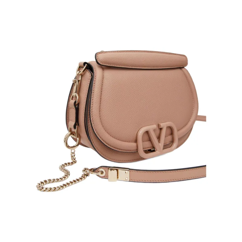 Valentino VSLING Grained Calfskin Saddle Bag Crossbody Bag Shoulder Bag Women's Rose-2