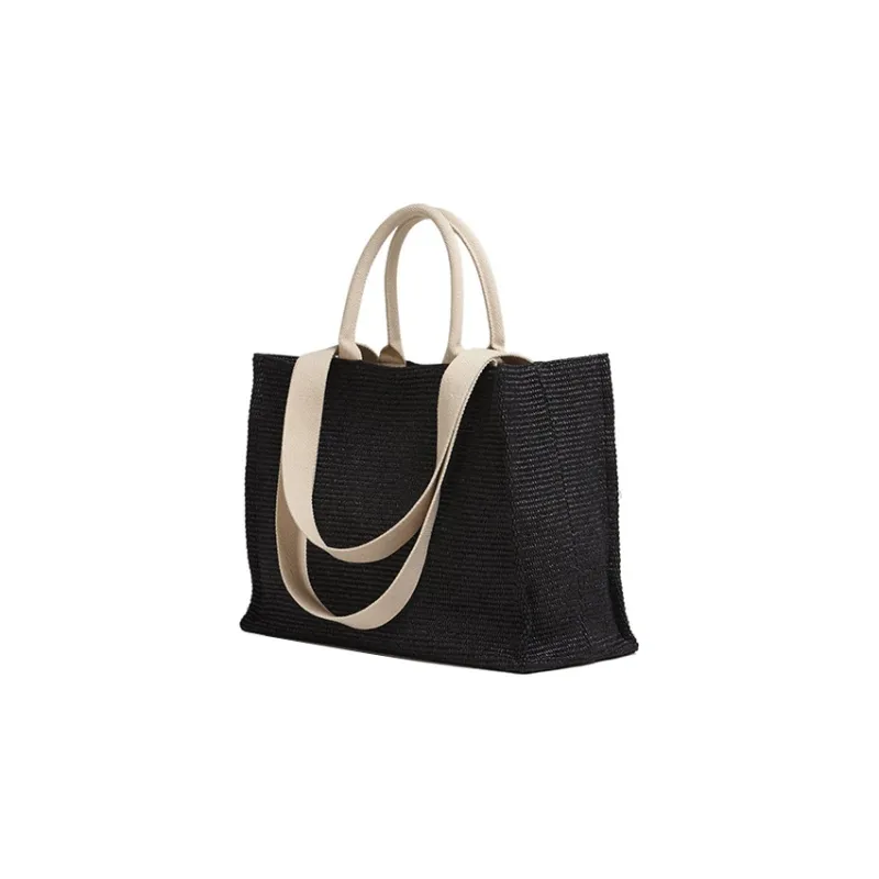 MARNI Logo Embroidered Raffia Top Handle Tote Bag-2