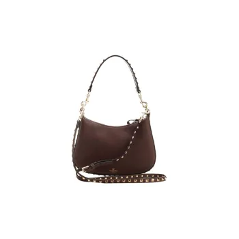 Valentino Rockstud Grain Calfskin HOBO Bag Shoulder Bag, Crossbody Bag Women's Brown