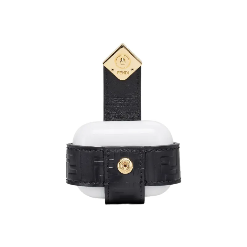 FENDI FF Diamonds Series Sheep Wool Blended With Calfskin AirPods Pro Pendant Bag Earphone Case Women's Black-1